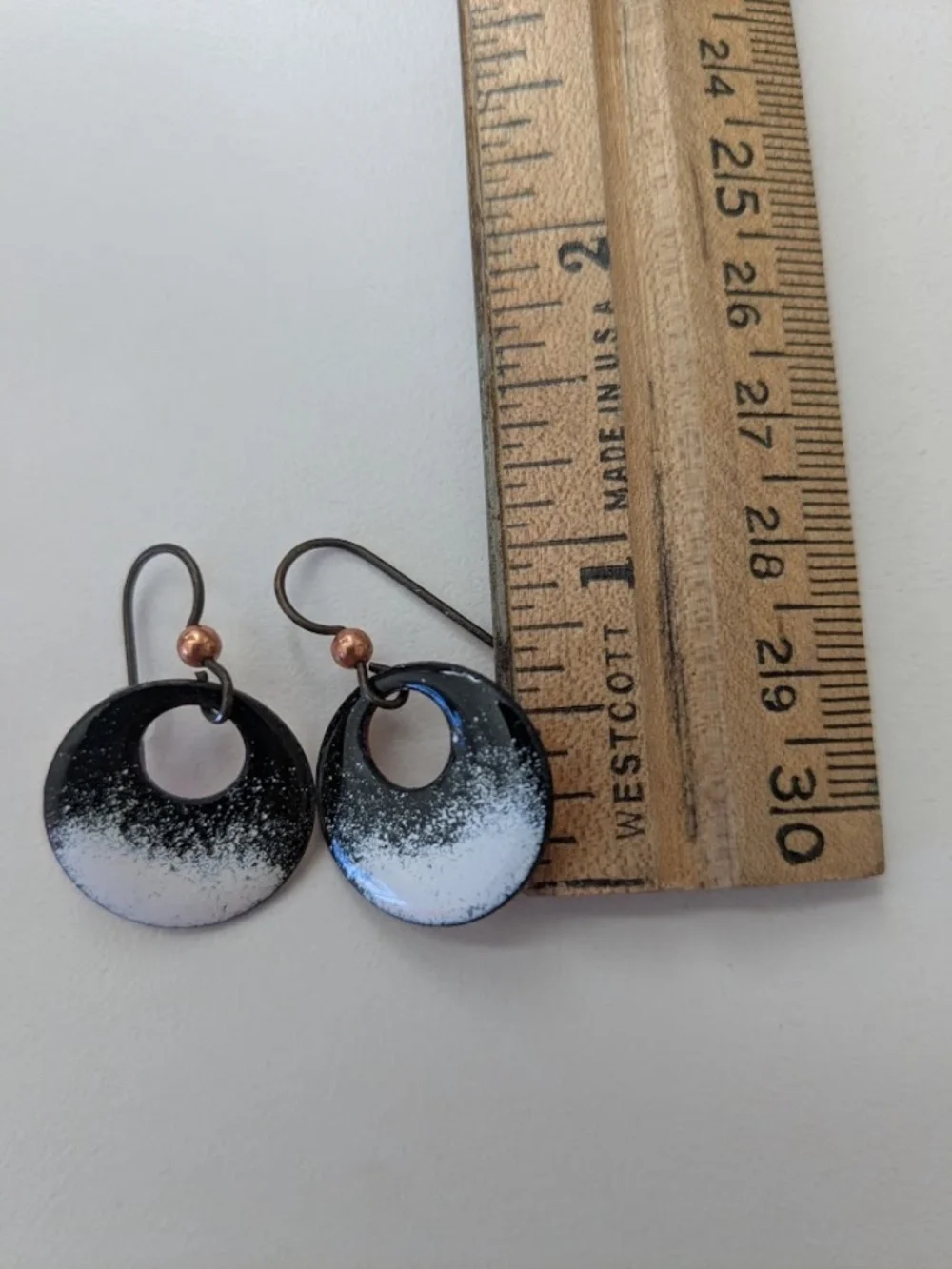 Black and White Ombre Enamel Earrings